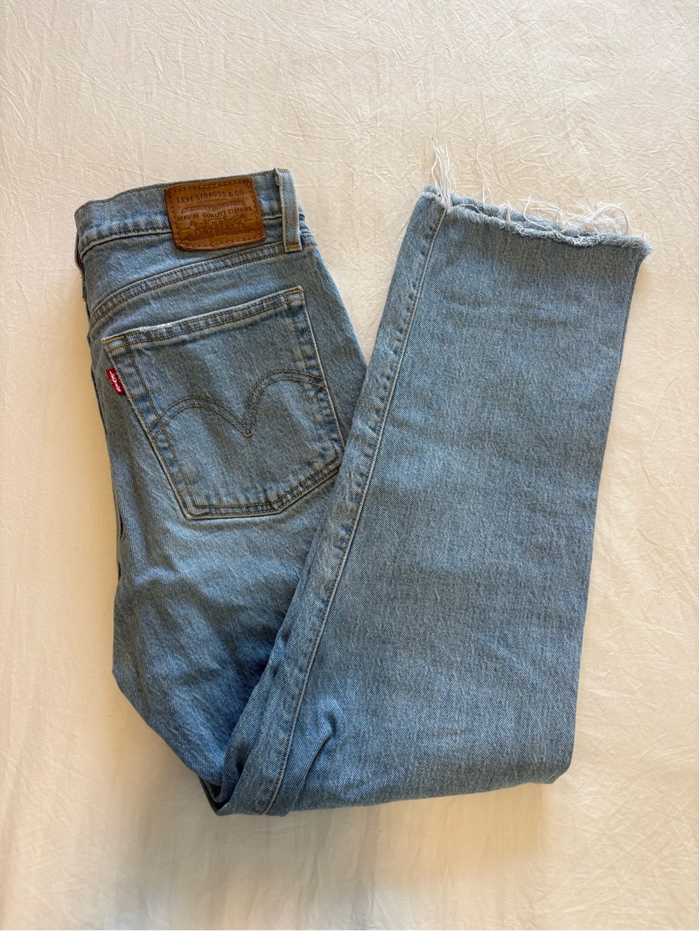 Levi Wedgie Straight Light Wash Denim Jeans